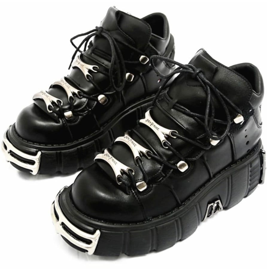 Goth emo Punk Style bimbo Sneakers 6cm Platform Shoes Woman Creepers Female Casual Flats Metal Decoration Thick Bottom Women Tennis Shoes # 27