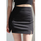 Gothic goth emo vintage sexy side slits Slim all-match black short skirt high waist elastic short package hip skirt half-length skirt y2k # 219