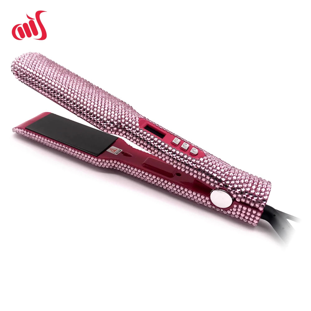 Hair Straightener Plancha Para Cabello 2 Inch Flat Iron with Rhinestones Professional Titanium Straightener Iron Heat-up 480?