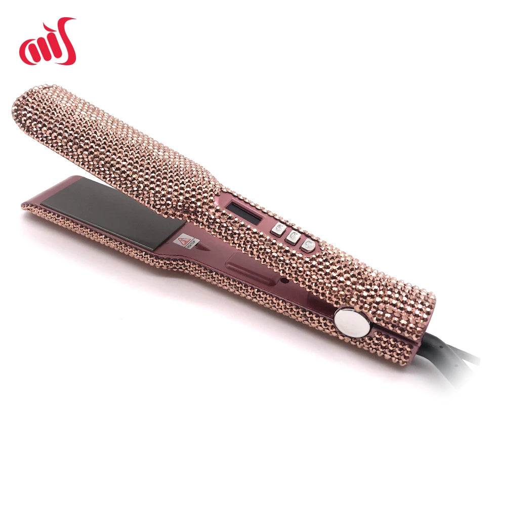 Hair Straightener Plancha Para Cabello 2 Inch Flat Iron with Rhinestones Professional Titanium Straightener Iron Heat-up 480?