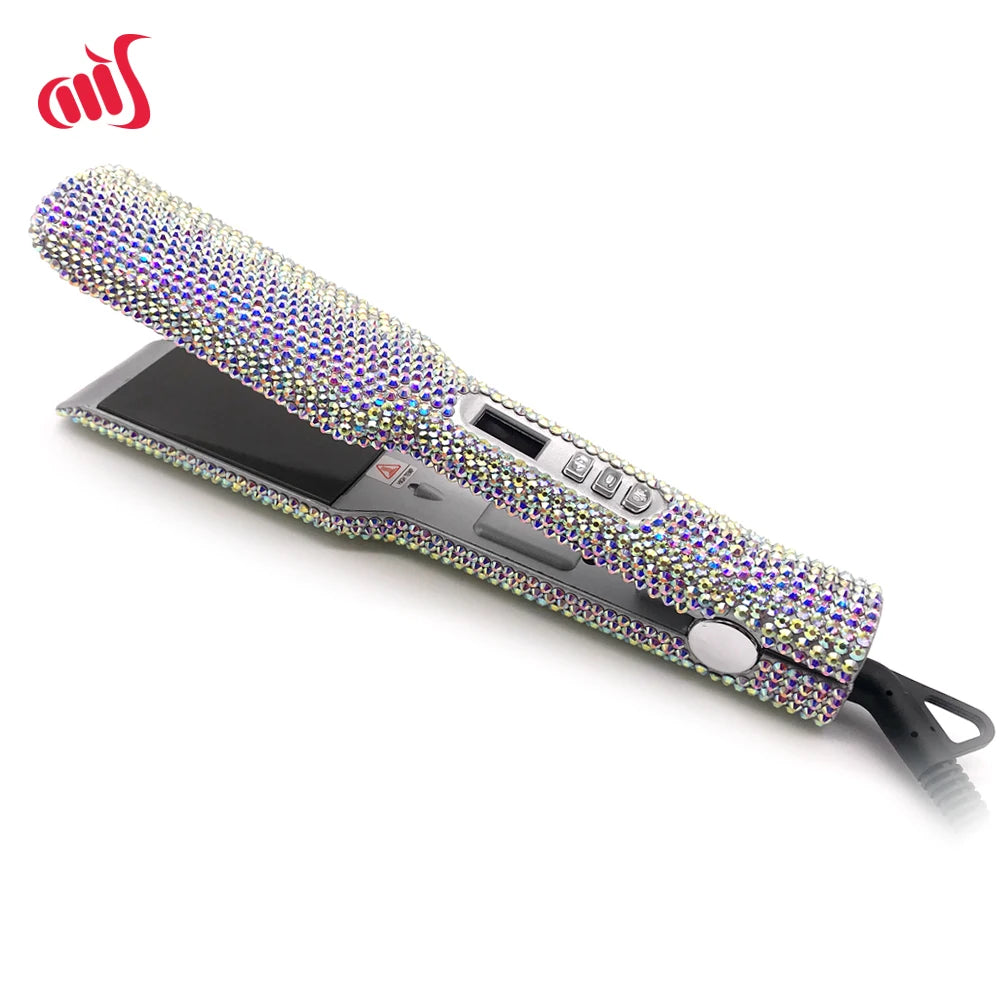 Hair Straightener Plancha Para Cabello 2 Inch Flat Iron with Rhinestones Professional Titanium Straightener Iron Heat-up 480?