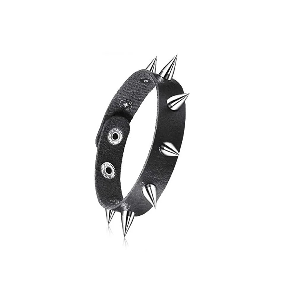 2024 Square Gothic Spike Bracelet Adjustable Punk Rock Bracelet Black Studded Faux Leather Bracelet for Men Women Gift