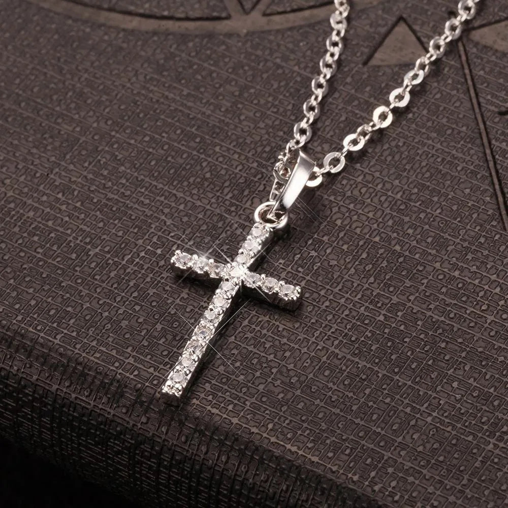 New Pink Cross Necklaces for Women Y2k Fashion Gothic Couple Jewelry Metal Chains Chokers Pendant Necklace Party Jewelry Gifts