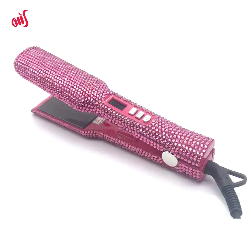 Hair Straightener Plancha Para Cabello 2 Inch Flat Iron with Rhinestones Professional Titanium Straightener Iron Heat-up 480?