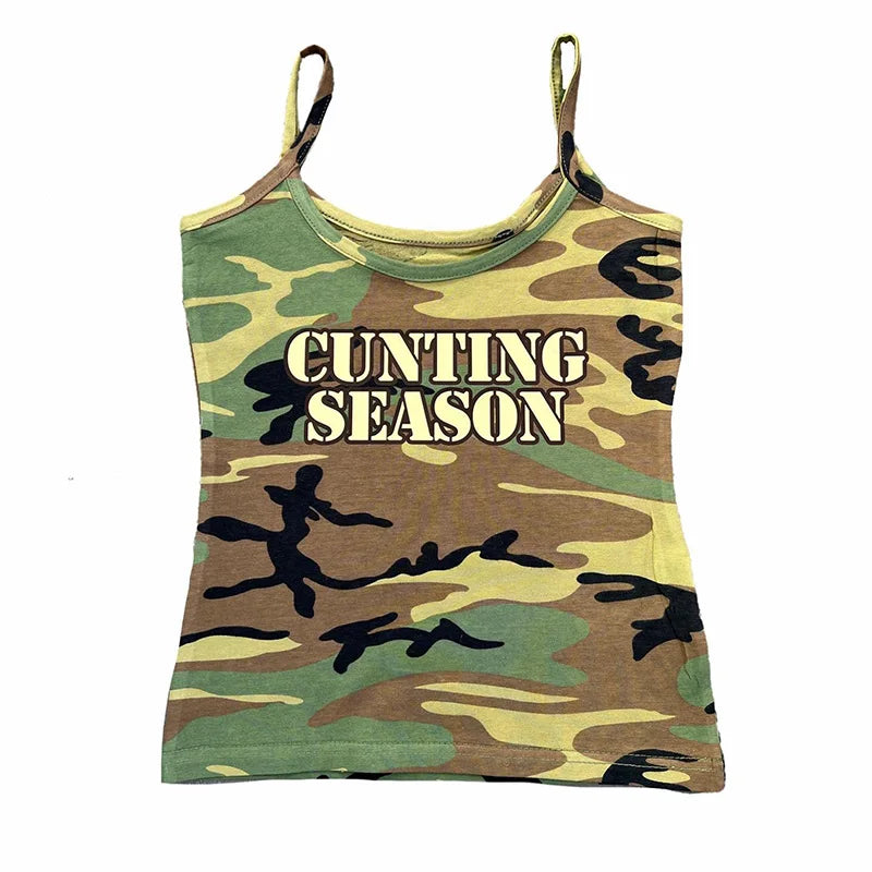 Y2k Crop Top Harajuku Pink Camouflage Camis Aesthetic Sleeveless EMO Girl Hip Hop Gothic Graphic Vintage Baby Tee Sexy Tank Tops