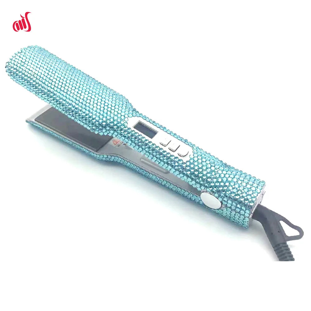 Hair Straightener Plancha Para Cabello 2 Inch Flat Iron with Rhinestones Professional Titanium Straightener Iron Heat-up 480?