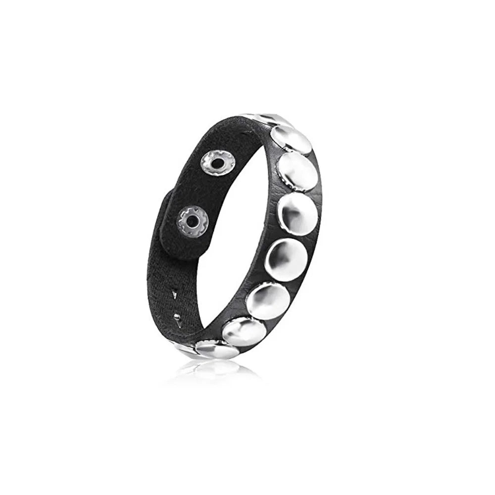 2024 Square Gothic Spike Bracelet Adjustable Punk Rock Bracelet Black Studded Faux Leather Bracelet for Men Women Gift