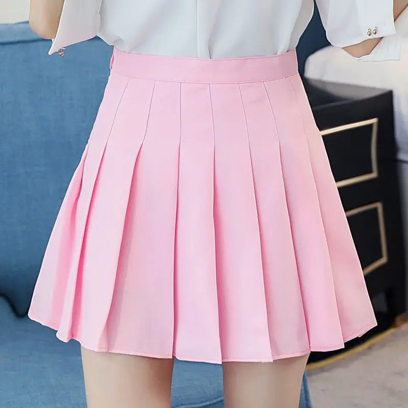 Kalevest Y2k Sweet Girl White Pleated Mini Skirts Women Korean Style High Waist School Short Pleated Kawaii Japanese Pink Skirt