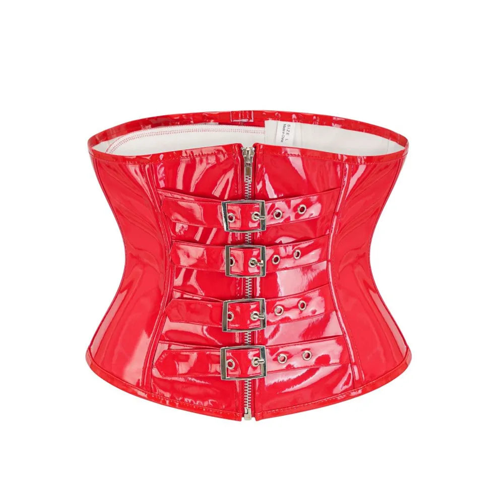 PVC Underbust Corset Women Steampunk PU Leather Zipper Waist Trainer Bustiers Slimming Body Shaper Sexy Lingerie Clubwear