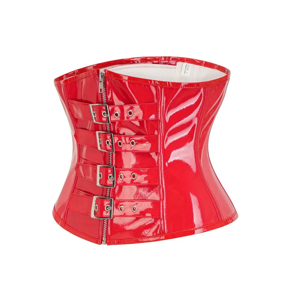 PVC Underbust Corset Women Steampunk PU Leather Zipper Waist Trainer Bustiers Slimming Body Shaper Sexy Lingerie Clubwear