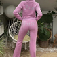 Bimbo Chic Thin Velvet 2023 Autumn Juicy Apple Tracksuit 2 Pieces Set Hoodie Suit Women Velour Sweatshirt and Pants with Diamonds Y2K