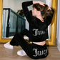 Bimbo Chic Thin Velvet 2023 Autumn Juicy Apple Tracksuit 2 Pieces Set Hoodie Suit Women Velour Sweatshirt and Pants with Diamonds Y2K