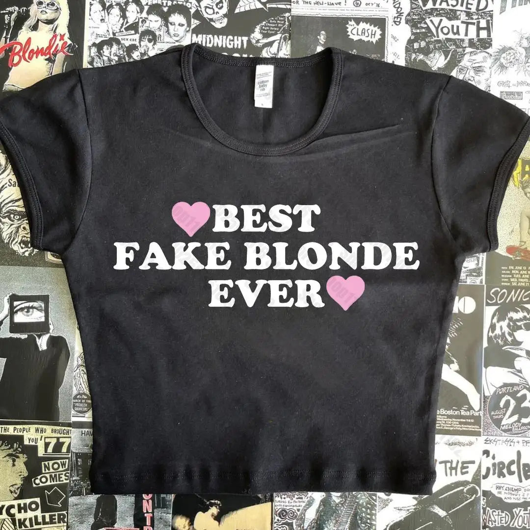 Aesthetic Slim Fit Punk Emo Girls Sexy Tee Gothic Vintage White Crop Tops Women's Streetwear Grunge Cute Baby Tee Y2k Clothes