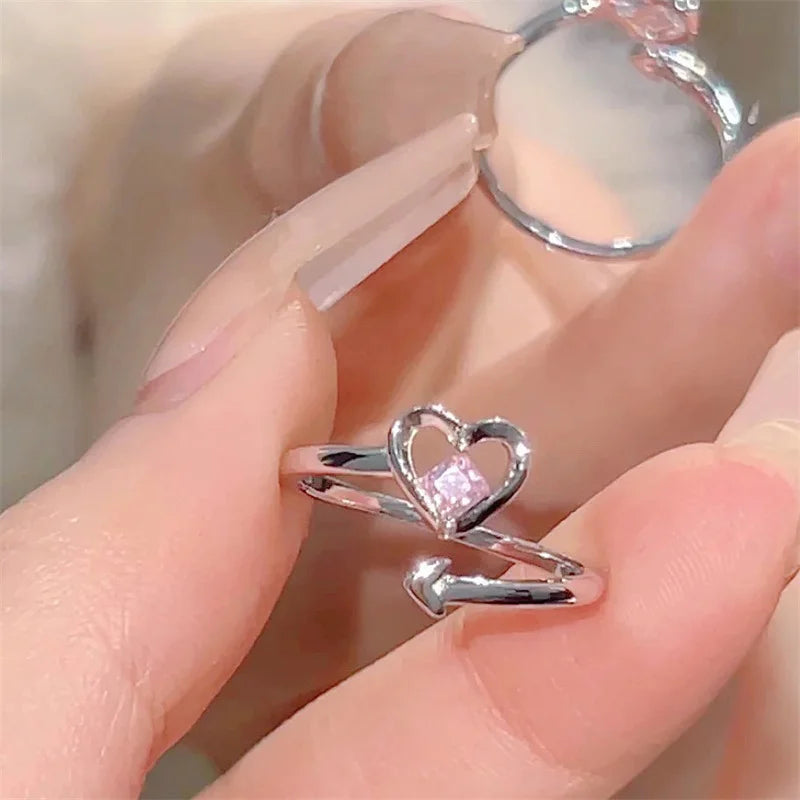 New Arrived Romantic Lovely Pink Bowknot Design Female Exquisite Jewelry Ring with Micro Bow Tie Zircon for Party and Dating