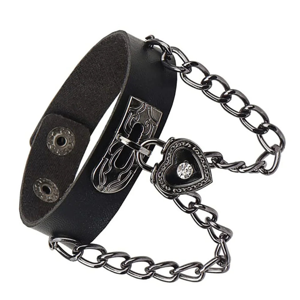 2024 Square Gothic Spike Bracelet Adjustable Punk Rock Bracelet Black Studded Faux Leather Bracelet for Men Women Gift