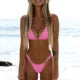 Pink Swimsuit Bikini Women Solid Color Sexy High Leg Thong Swimwear Bikinis 2024 New Female 2 Piece Bathing Suit Beachwear