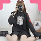 Gothic goth emo anime egirl e-girl black lace up red Anime Fox Printed Cross Ribbon Lolita Girls' T Shirt Harajuku Spring Black Top Skirt
