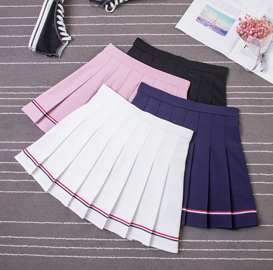 Goth bimbo emo school girl tennis skirt Y2k Summer Fashion Short Women Skirt Elastic High-Waisted Striped Harajuku Pleated Plaid Mini Skirts # 211