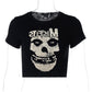 Goth clothing Gothic Skull Punk Streetwear Women's Tee Summer Casual 90s Vintage Grunge Graphic Print Short Sleeve T-Shirt Y2k Slim Crop Top