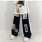 Gothic clothing early 90s rapper Grunge Punk Black Jeans Women Hip Hop Streetwear Print Oversize Wide Leg Trousers 90s Vintage Fashion Pants # 196