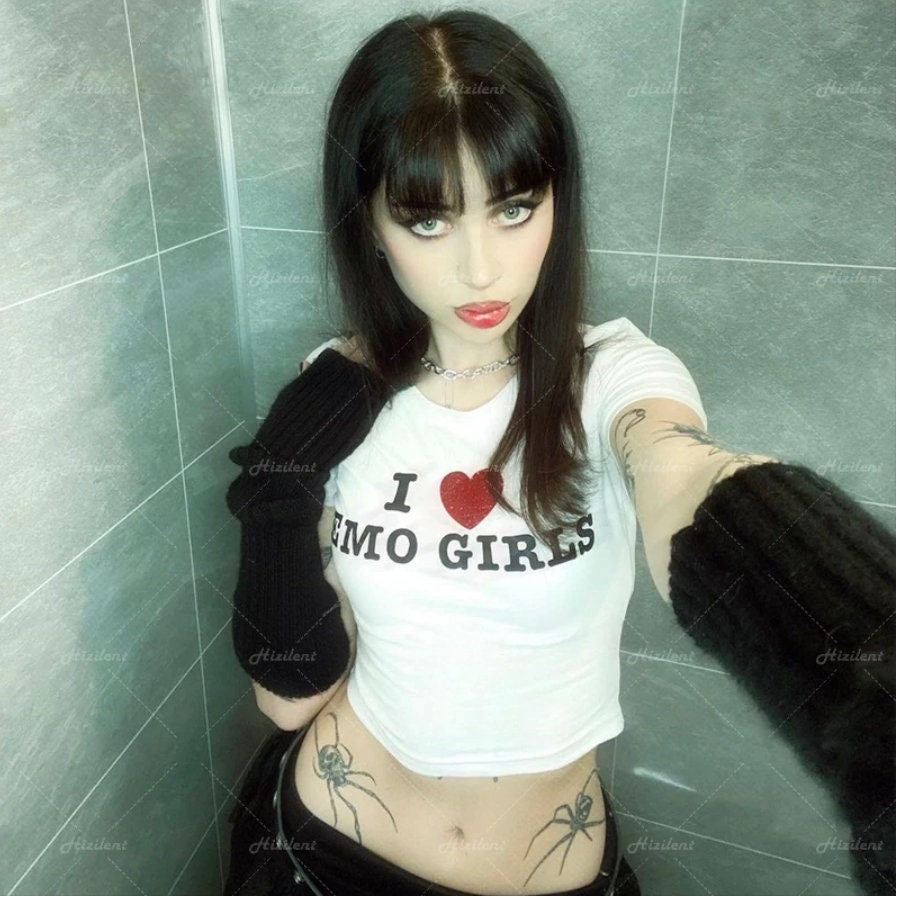 Goth Y2K punk bimbo gay Print Baby Tee Summer emo girl Crop Tops Slim 2000s fairy grunge Streetwear Harajuku Goth Cute Short Sleeve T-shirts # 324