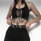 Gothic top goth bimbo emo Streetwear Goth Punk Style Dark Halter Top Women Lace Up Sexy Tank Backless Chain Vest Gothic Clothes Crop Tops # 332