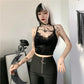 Gothic tank goth top InsGoth Mall Goth Lace Trim Black Camis Vintage Aesthetic Basic Camisole Women Sexy Spaghetti strap Backless Corset Top # 262