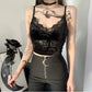 Gothic tank goth top InsGoth Mall Goth Lace Trim Black Camis Vintage Aesthetic Basic Camisole Women Sexy Spaghetti strap Backless Corset Top # 262