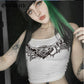 Gothic clothing casual Goth Dark Casual Print Fashion Women's Tops Summer Bodycon Basic Streetwear Hot Night Club U-Neck Crop Top Backless # 277