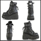 Large big chunky platforms goth shoe Punk Halloween Witch Cosplay Platform High Wedges Heels Black Gothic Calf Boots Women Shoes Big Size 43 # 34