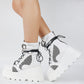 Large big chunky platforms goth shoe Punk Halloween Witch Cosplay Platform High Wedges Heels Black Gothic Calf Boots Women Shoes Big Size 43 # 34