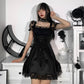 Goth dress goth clothing Gothic Vintage Velvet alt Croset Dress Aesthetic Punk Hight Waist Lace Trim Mesh Mini Dresses Fairy Grunge Dress  # 139