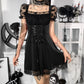 Goth dress goth clothing Gothic Vintage Velvet alt Croset Dress Aesthetic Punk Hight Waist Lace Trim Mesh Mini Dresses Fairy Grunge Dress  # 139