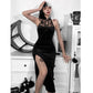 Gothic dress goth dress goth clothing Vintage Gothic Hollot Out Lace Up Dress Aesthetic Sexy Long Dresses Sleeveless Women Partyclub Dress # 119