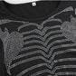 Emo goth bimbo Rhinestone Skeleton Print T Shirts Gothic Clothing Grunge Y2k Clothes Sexy Black Long Sleeve O-neck Crop Top T-shirt Women # 231
