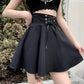 Sexy goth bimbo emo Women's lace up hot Flared black Mini Skater Skirt High Waisted School Skirt Goth Skirt Punk Skirt Black Skirt Harajuku # 216