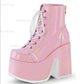 Pink platform boots bimbofication gothic punk goth emo bimbodoll hot Quality Gothic Platform Woman Boots Casual Cosy Woman Shoes Ankle Boots # 35