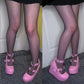 Pink platform boots pink silver ring Ladies Pink Sweet Cute women's Pumps Wedges High Heels Pumps Fashion Platform Lolita Gothic Shoes Woman # 39