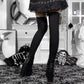Goth bimbo Harajuku Black Skull Print Long Socks for Women Girls Goth Sexy Over Knee Thigh High Socks Stockings Halloween Cosplay Socks cute # 41