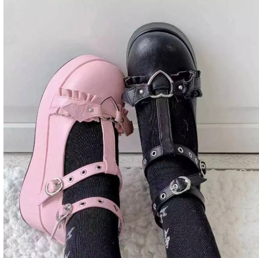 Goth bimbo doll bimbo clothing goth clothing gothic clothing alt Platform Boots Gothic Punk Lolita Ladies Wedges Thick Heels Harajukus shoes # 22
