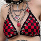 Gothic tops Goth Dark Plaid Mall Gothic Aesthetic Sexy Camis Women Grunge Alternative Eyelet Crop Tops Backless Chain V-neck Halter Clothes # 274