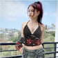 Gothic goth cut out top Fairy Grunge Print Crop Top With Arm Gloves Gothic Dark cute Vintage Corset Women Streetwear Sexy Halter Camis 2021 # 279