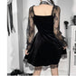 Goth dress gothic dress gothic clothing E-girl Grunge Gothic Black Mini Dress Lace Trim High Waist 90s Vintage Punk Harajuku Lolita Clothes # 96