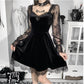 Goth dress gothic dress gothic clothing E-girl Grunge Gothic Black Mini Dress Lace Trim High Waist 90s Vintage Punk Harajuku Lolita Clothes # 96