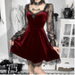 Goth dress gothic dress gothic clothing E-girl Grunge Gothic Black Mini Dress Lace Trim High Waist 90s Vintage Punk Harajuku Lolita Clothes # 96