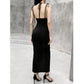 Goth dress gothic dress goth clothing alt Goth Spaghetti Strap Sexy Black Dress Goth Bodycon High Waist Slit High Street Club Wear Dresses # 109