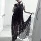 Gothic black dress cover up slip dress accessory Gothic Summer Sexy Women Lace See Through Halter Dress Elegant beach cover up Long Dress  # 112