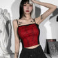 Goth emo Grunge Goth Top Vintage Harajuku Sexy Cut Out Zipper Camisole Punk Spider Net Graphic Backless Summer Basic Crop Camis # 289