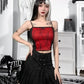 Goth emo Grunge Goth Top Vintage Harajuku Sexy Cut Out Zipper Camisole Punk Spider Net Graphic Backless Summer Basic Crop Camis # 289