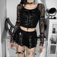 Gothic emo punk Goth Black Bodycon Crop Top Women's Top Aesthetic Sexy V-Neck Long Sleeve Corset Y2K Harajuku Vintage Korean Fashion Tops # 168